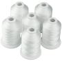 Simthread Embroidery Thread Essential Pack Bundle | 15White + 10Black Prewound Bobbin & 6 White Machine Embroidery Threads