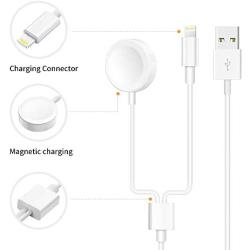 Update Version iWatch Charger Compatible with iPhone Charger, 2 in 1 Portable Wireless Watch Charger Apply for iWatch Charging Cable for iWatch Series 5/4/3/2/1 & iPhone 11/XR/XS/MAX/X & iPad Series