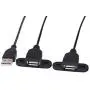USB 2.0 Male to Dual Female Charging Extension Cable, Furniture nightstand USB Charging Port,Panel Mount Cable with Screw Hole Used for: Mobile Phones, Table Lamps, Portable Power and More.5ft (2pcs)