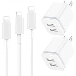 Phone Charger Cable 3ft 6ft 10ft with Wall Plug, LUOATIP 5-Pack Long Charging Cord + Dual Port USB Block Cube Adapter Replacement for iPhone 11 XS/XS Max/XR/X 8/7/6/6S Plus SE/5S/5C, Pad, Pod