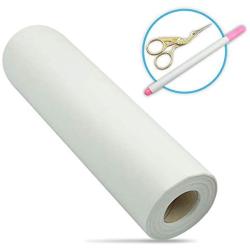 [Premium] Cutaway Embroidery Stabilizer 12” x 51 Yards, Cut-Away Stabilizer for Machine Embroidery with Free Pen & Scissors, Medium 80gsm Polymesh Stabilizer, Cut Away Embroidery Backing (White)