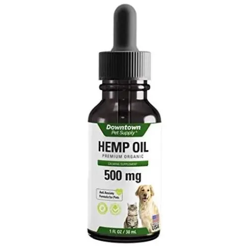Downtown Pet Supply 500 or 1000 MG of Hemp Oil for Dogs and Cats - Hemp Oil for Stress, Anxiety, Calming Support & Relief - Natural Omega 3 and Supports Hip & Joint Health