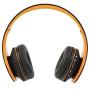 PowerLocus Wireless Bluetooth Over-Ear Stereo Foldable Headphones, Wired Headsets with Built-in Microphone for iPhone, Samsung, LG, iPad (Orange)