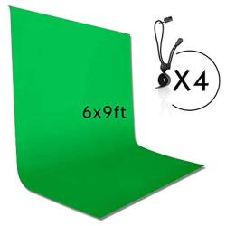 Emart 6 x 9 ft Photography Backdrop Background, Green Chromakey Muslin Background Screen for Photo Video Studio, 4 x Backdrop Clip