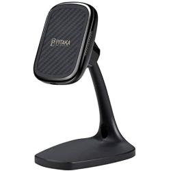 PITAKA New MagEZ Mount Qi Desktop Smartphone Charging Stand Magnetic Fast Wireless Charger Indoor Use Aramid Fiber Carbon Style 360° Rotatable Black (for PITAKA MagEZ Case only)