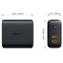 USB C Charger AUKEY 36W 2-Port Foldable Fast Charger with 30W Power Delivery 3.0 & Dynamic Detect Type C Wall Charger for iPhone 11 Pro Max SE, Galaxy S10, Pixel 4XL, MacBook, iPad, Airpods Pro Switch
