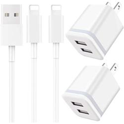 Phone Charger 10ft Cable with Wall Plug (Pack of 4), DECIPA Dual USB Wall Charger Adapter Block Cube with Charging Cord Replacement for iPhone Xs/Xs Max/XR/X 8/7/6/6S Plus SE/5S/5C, Pad, Pod