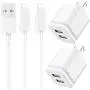 Phone Charger 10ft Cable with Wall Plug (Pack of 4), DECIPA Dual USB Wall Charger Adapter Block Cube with Charging Cord Replacement for iPhone Xs/Xs Max/XR/X 8/7/6/6S Plus SE/5S/5C, Pad, Pod Phone Charger 10ft Cable with Wall Plug (Pack of 4), DECIPA Dual USB Wall Charger Adapter Block Cube with Charging Cord Replacement for iPhone Xs/Xs Max/XR/X 8/7/6/6S Plus SE/5S/5C, Pad, Pod