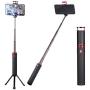 TWING Selfie Stick Tripod Bluetooth All in 1 Extendable Selfie Stick Wireless Remote and Tripod，Rechargeable LED Fill Light，Extends to 39.4"，Selfie Stick for iPhone/Android Devices (Black)