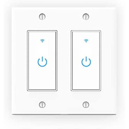 WiFi Light Switch Smart Switch 2 Gang Touch Wall Switch - Compatible with Alexa Google Assistant and IFTTT