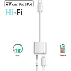 [Apple MFi Certified] Headphone Jack Aux Adapter Dongle for iPhone 11 Pro/Xs Max/XR/ 8/X (10) / 7/7 Plus 2 in 1 Earphone Charger AUX Audio Connector Music Splitt Support All iOS System