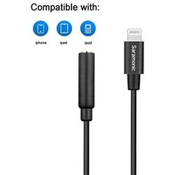 Female 3.5mm TRRS to Lightning Adapter Cable, Saramonic SR-C2002 3.5mm to Apple MFi Certified Lightning Microphone Cable Compatible with iPhone, iPad Smartphones and Tablets(6cm)