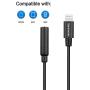 Female 3.5mm TRRS to Lightning Adapter Cable, Saramonic SR-C2002 3.5mm to Apple MFi Certified Lightning Microphone Cable Compatible with iPhone, iPad Smartphones and Tablets(6cm)