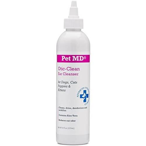 Pet MD Otic Clean Dog Ear Cleaner for Cats and Dogs - Effective Against Infections Caused by Mites, Yeast, Itching and Controls Odor - 8 oz