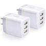 USB Wall Charger, Hootek 2-Pack USB Wall Plug 3-Port Charging Box 3.1A Power Adapter Multi Port Quick Charger Block Cube Compatible for iPhone XR/XS/XS MAX/X/8/7/6S Plus, iPad, Samsung, LG, HTC, Moto
