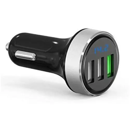 3 USB Car Charger,input12v/24v,QC3.0 Output 4.8V,Cigarette Lighter Voltage Meter Compatible for iPhone,iPad,Samsung Galaxy,USB Charging Devices,Silver 3 USB Car Charger,input12v/24v,QC3.0 Output 4.8V,Cigarette Lighter Voltage Meter Compatible for iPhone,iPad,Samsung Galaxy,USB Charging Devices,Silver