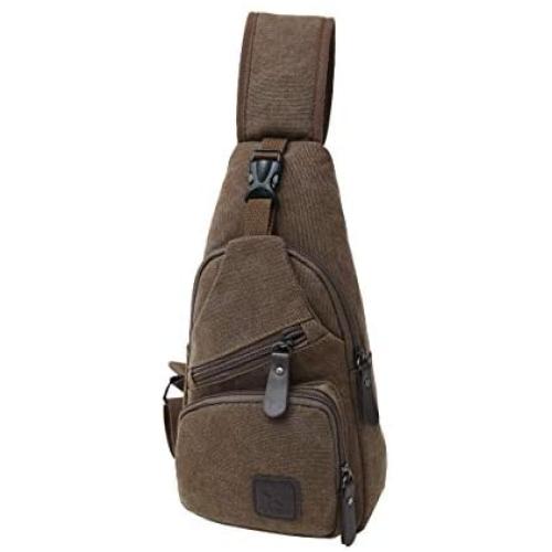 TOPEIUS Sling Backpack,Mini Sling Bag, Travel Hiking Daypack,Canvas Crossbody Shoulder Backpack for Men or Women