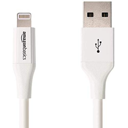 AmazonBasics Lightning to USB A Cable, Advanced Collection, MFi Certified Apple iPhone Charger, White, 3 Foot