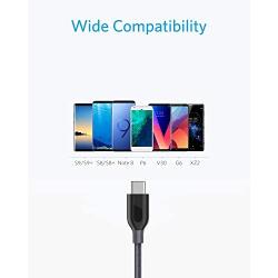 USB Type C Cable, Anker [3-Pack 6ft] Powerline+ USB-C to USB-A, Double-Braided Nylon Fast Charging Cable, for Samsung Galaxy S10/ S9 / S9+ / S8 / S8+ and More[Gray]