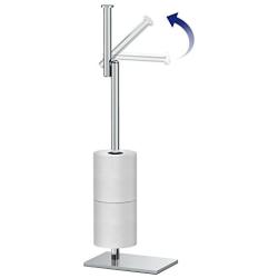 Gatco 1443C Modern Square Base Toilet Paper Holder Stand with Storage, Chrome, 21.13&quotH