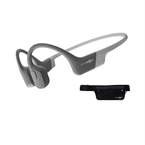 AfterShokz Aeropex Open-Ear Wireless Bone Conduction Headphones with Sport Belt, Lunar Grey