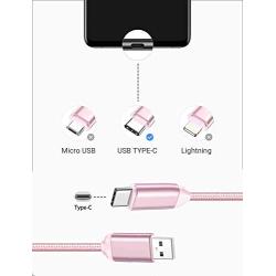 USB Type C Cable Fast Charger[3 Pack 10ft],Extra Long Durable,USB-A to USB-C,Charging Cables Cord for Samsung Galaxy S10 S10e S9 S8 A10e,Note 10 9 8,LG V60 V50 V40 G8 thinq Stylo 6 5 4 K51(Rose Gold)