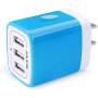 USB Charger Multi Port, Ailkin Micro USB Charger Charging Block USB Wall Plug Travel Charger Outlet Fast Charger Brick USB Charging Block Compatible iPhone iPad, iPhone, and iWatch (Blue/3Port)