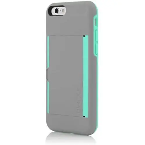 Incipio IPH-1185-GRYTEAL iPhone 6S Case, Stowaway [Kickstand][Credit Card] Wallet Cover fits Both Apple iPhone 6, iPhone 6S - Gray/Teal