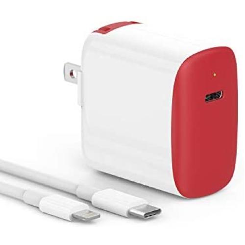 iPad Fast Charger Apple Certified, 18W for iPad Pro 12.9 Gen 1/2 2015 2017, iPad 7, iPad Air 3, iPad Mini 5, iPhone 11, 11 Pro Max, SE, XR, Xs, X, 8, Foldable Plug, 6.6ft USB C to Lightning Cable