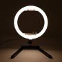 Qiilu 13In 100-240V Portable LED Ring Lamp, 3200K-5600K Dimmable Fill Light Photography Phone Clip Kit (US Plug)