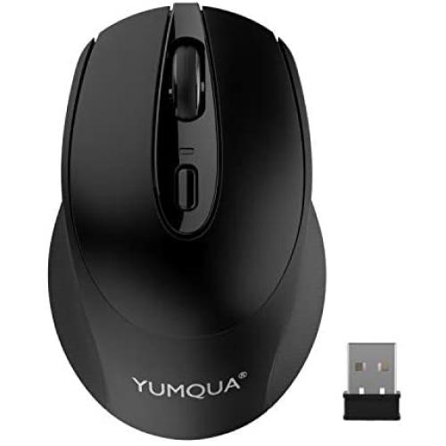 YUMQUA SB222-W Computer Mouse Wireless, 2.4G Optical Silent Mouse with Nano USB Receiver, 3 Adjustable DPI(Up to 1600), Cordless Mouse for Laptop PC, Fits Left & Right Handed Users