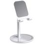 Cell Phone Stand for Desk - FLOVEME Phone Holder Stand for Desktop Adjustable Angle Compatible for iPhone 11 Pro Max, Android Smartphone, Aluminum + ABS, Silver Color, 4-7.9inch