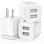 USB Wall Charger, LUOATIP 3-Pack 2.1A/5V Dual Port USB Cube Power Adapter Charger Plug Charging Block Replacement for iPhone Xs/XR/X, 8/7/6 Plus, Samsung, LG, HTC, Moto, Android Phones