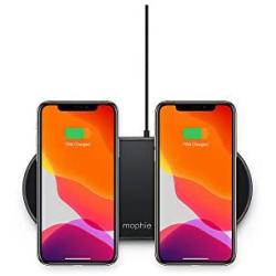 mophie Dual Wireless Charger, Qi-Certified 7.5W Charging Pad for iPhone 11, 11 Pro, 11 Pro Max, XR, Xs Max, XS, X, 8, 8 Plus, Galaxy S20 S10 S9 S8, Note 10 Note 9 - (Renewed)