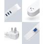 Small Power Strip with 3 USB Ports, BESTEK 2 Outlet Portable Plug Strip Charging Station with Adhesive Sticker, 5 Ft Extension Cord, Ultra-Compact for Cruise Ships, Dorm Room,Travel, Bedside, Office