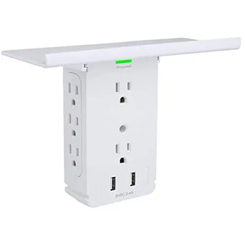 Socket Shelf 8 Outlet Surge Protector, Wall Socket Shelf Outlet Extender with 2 USB Charging Port, Bathroom Outlet Plug Expansion Shelf(8AC2USB-Surge Protector) Socket Shelf 8 Outlet Surge Protector, Wall Socket Shelf Outlet Extender with 2 USB Charging Port, Bathroom Outlet Plug Expansion Shelf(8AC2USB-Surge Protector)