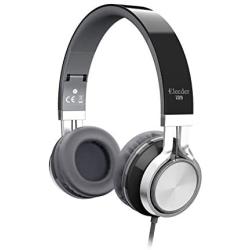 Elecder i39 Headphones with Microphone Foldable Lightweight Adjustable On Ear Headsets with 3.5mm Jack for iPad Cellphones Computer MP3/4 Kindle Airplane School Black/Gray