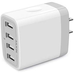 USB Charger Cube, Wall Charger Plug, Ailkin 4.8A 4-Muti Port USB Adapter Power Plug Charging Station Box Base Replacement for Phone 11 Pro Max/X/8/7, Pad, Samsung Phones and More USB Charging Block