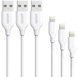 [3 Pack: 3ft/6ft/10ft] Anker Powerline Lightning Cable Apple MFi Certified - Lightning Cables for iPhone Xs/XS Max/XR/X / 8/8 Plus / 7/7 Plus / 6 / 6s, iPad Mini / 4/3 / 2, iPad Pro Air 2