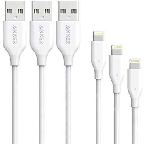 [3 Pack: 3ft/6ft/10ft] Anker Powerline Lightning Cable Apple MFi Certified - Lightning Cables for iPhone Xs/XS Max/XR/X / 8/8 Plus / 7/7 Plus / 6 / 6s, iPad Mini / 4/3 / 2, iPad Pro Air 2