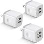USB Wall Charger, KENHAO 3-Pack 2.1A/5V Dual Port USB Plug Power Adapter Charging Block Cube Compatible with iPhone 11 /Pro Max, XR/XS/X 8/7/6 Plus, Samsung, Moto, Kindle, Android Phone -White