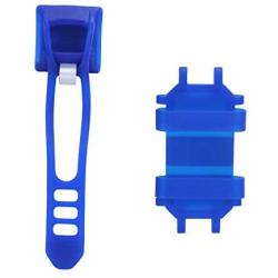 Bike Combo Power Mount, Universal Bicycle Smart Phone and Power Bank Holder, Adjustable Silicone Handlebar Rack for iPhone, Samsung Galaxy, 4” to 6” Phones (Blue)