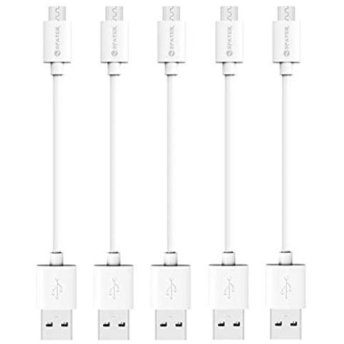 ZiBay 7-Inch Micro USB Sync Cable for Samsung, HTC, Motorola, Nokia, Android, and More (5 Pack) (White)