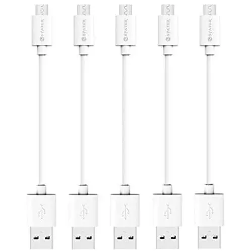 ZiBay 7-Inch Micro USB Sync Cable for Samsung, HTC, Motorola, Nokia, Android, and More (5 Pack) (White) ZiBay 7-Inch Micro USB Sync Cable for Samsung, HTC, Motorola, Nokia, Android, and More (5 Pack) (White)