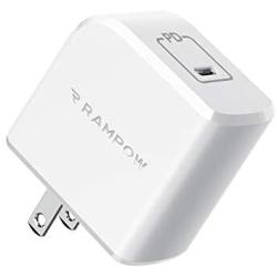 USB C Wall Charger, RAMPOW 61W PD Charger [GaN Tech] Type C Power Delivery Fast Charger, Foldable Adapter for MacBook Pro Air, Dell XPS 13, HP Spectre, iPad Pro, iPhone SE 11 Pro Max and More, White