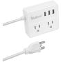 Portable 2 Outlet Power Strip Heavy Duty Extension Cord Travel Charger Station with 3 Smart USB Charging Ports for Home, Office, Laptop, Smartphone and Tablets (4FT, White)