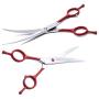 LovinPet 7" Left/Right-Handed Pet Curved Dog Scissor/Safety Blunt-tip Grooming Curved Dog Shear/Professional Home Pet Trimming Dog Grooming Scissors for Dogs and Cats (Easy Use)