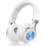 Bluetooth Headphones, Riwbox XBT-880 Wireless Bluetooth Headphones Over Ear with Microphone and Volume Control Wireless and Wired Foldable Headset for iPhone/iPad/PC/Cell Phones/TV (White&Blue)