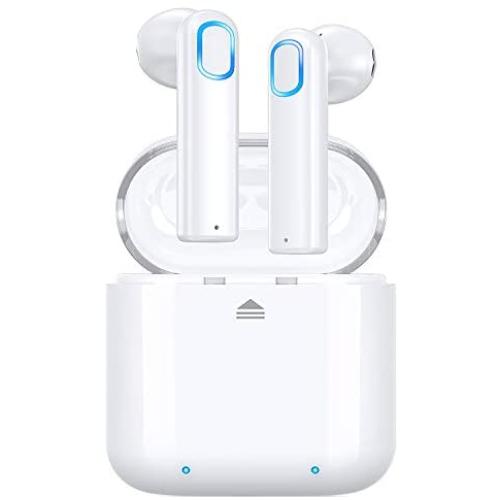Wireless Earbuds Bluetooth 5.0, GPED True Wireless Earbuds Headphones with Charging Case, 20Hrs Playback, One-Step Pairing, IP67 Waterproof Stereo Bluetooth Earbuds with Mic for Android/iPhone(White)