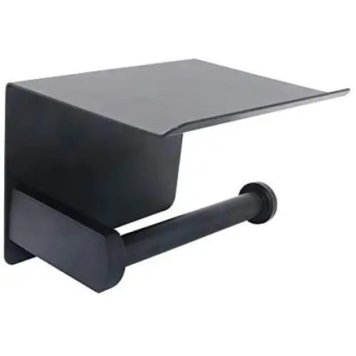 NUZAMAS Self Adhesive Toilet Paper Holder, Top Plate Phone Holder, Stainless Steel Wall Mount Drill Free, Black Toilet Roll Holder, Towel Hanger for Bathroom Kitchen Home NUZAMAS Self Adhesive Toilet Paper Holder, Top Plate Phone Holder, Stainless Steel Wall Mount Drill Free, Black Toilet Roll Holder, Towel Hanger for Bathroom Kitchen Home